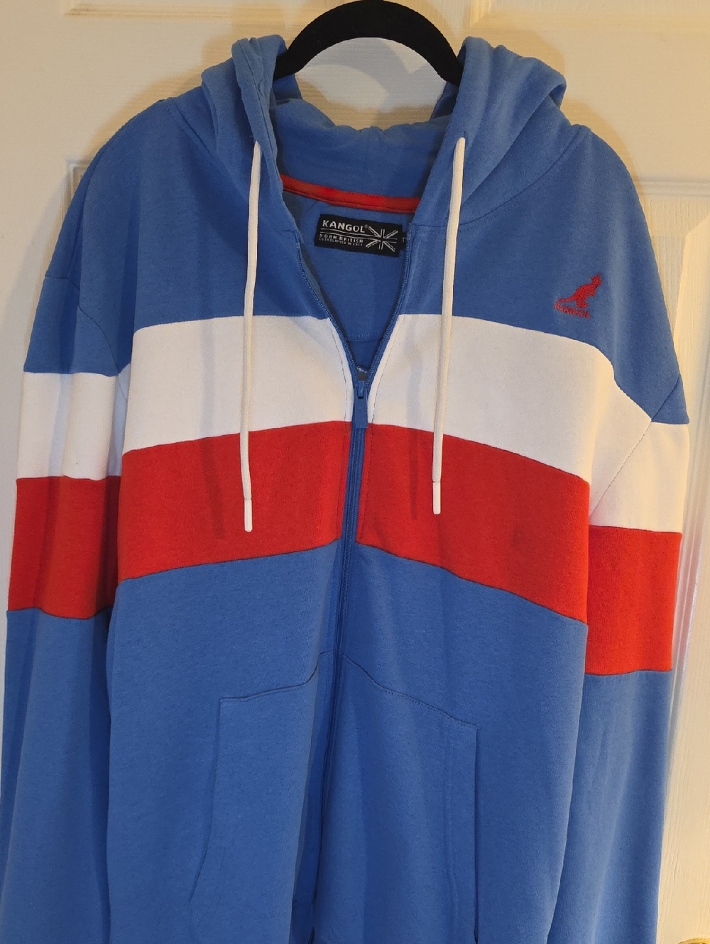 Kangol Blue White Red Striped Hooded Zip Jacket